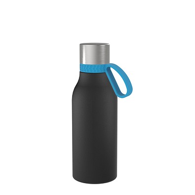 Thermotrinkflasche RETUMBLER-myNIZZA II 420 CERAMIC, schwarz, Ring hellblau