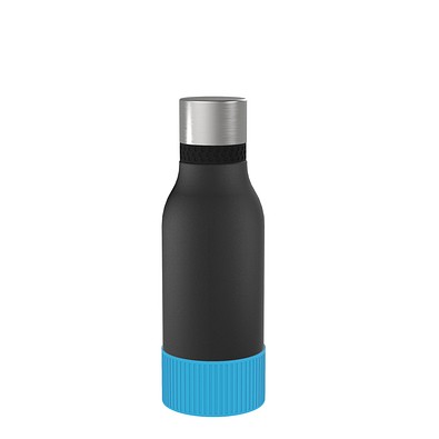 Thermotrinkflasche RETUMBLER-myNIZZA II 420 CERAMIC, schwarz, Sleeve hellblau