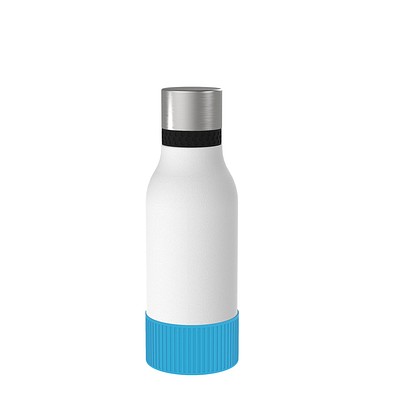 Thermotrinkflasche RETUMBLER-myNIZZA II 420 CERAMIC, weiß, Sleeve hellblau
