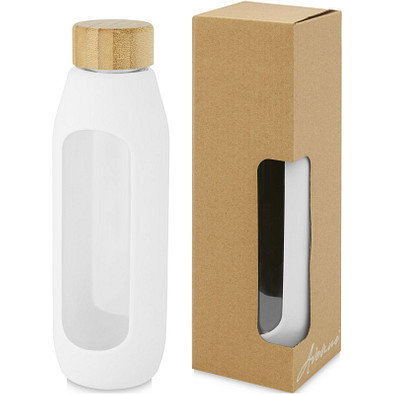 Tidan 600 ml Flasche aus Borosilikatglas mit Silikongriff, weiss