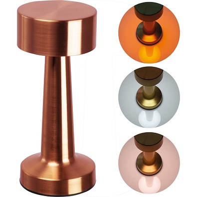 Tischlampe aus Edelstahl mit Akku , kupfer