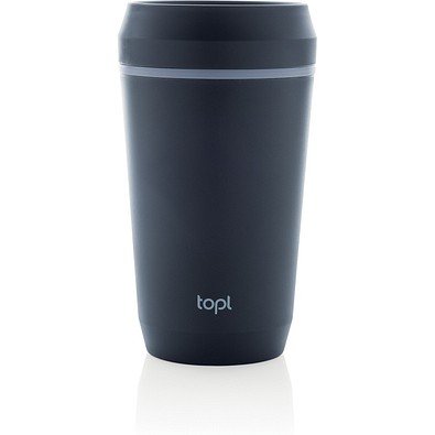 Topl-Becher aus rec. Kunststoff mit 360-Grad-Deckel 354ml, navy blau