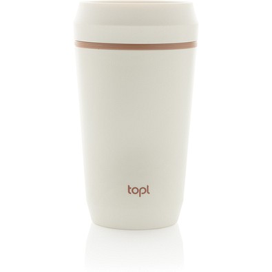 Topl-Becher aus rec. Kunststoff mit 360-Grad-Deckel 354ml, weiß