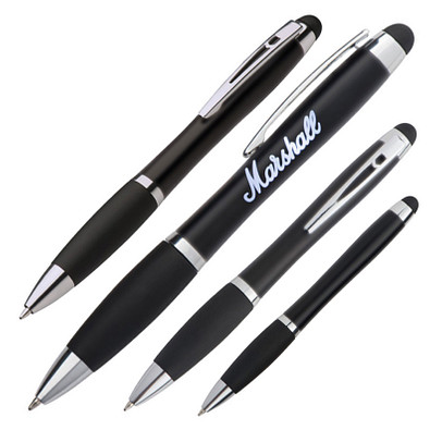 Touch-Kugelschreiber mit Leuchtwerbung, blaue Mine, schwarz Touch-Kugelschreiber mit Leuchtwerbung, blaue Mine, schwarz