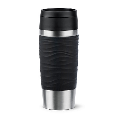 EMSA Travel Mug Classic Wave Isolierbecher, 360 ml, schwar