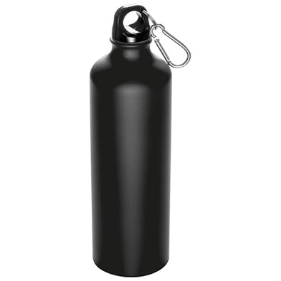 Aluminium-Trinkflasche mit Karabinerhaken, 800 ml, schwarz-matt