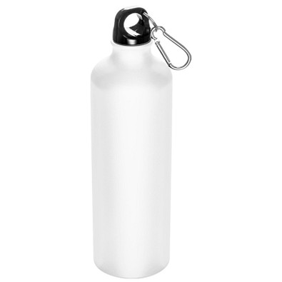 Aluminium-Trinkflasche mit Karabinerhaken, 800 ml, weiß-matt