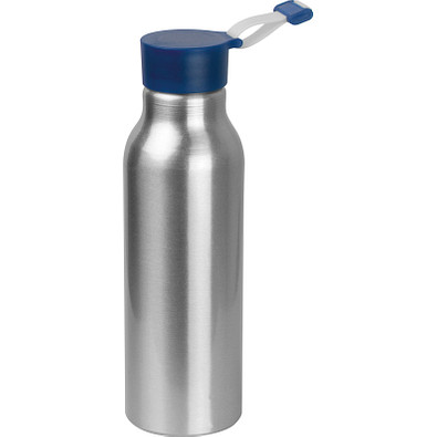 Trinkflasche aus Aluminium mit Silikondeckel, 600 ml, blau