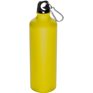 Aluminium-Trinkflasche mit Karabinerhaken, 800 ml, gelb-matt