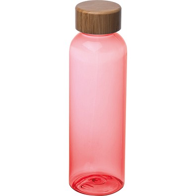 Trinkflasche aus PET mit Bambusdeckel, 500ml , rot