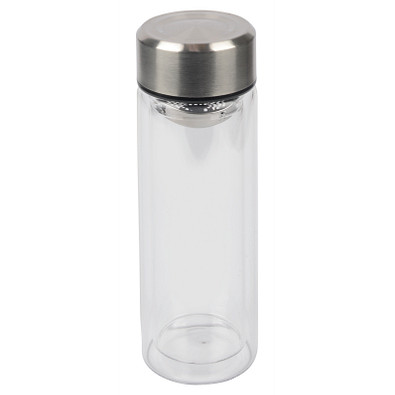 Glasflasche Chai mit Sieb, 280 ml, silber/transparent
