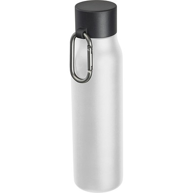 Trinkflasche mit Karabiner, 600ml , weiß