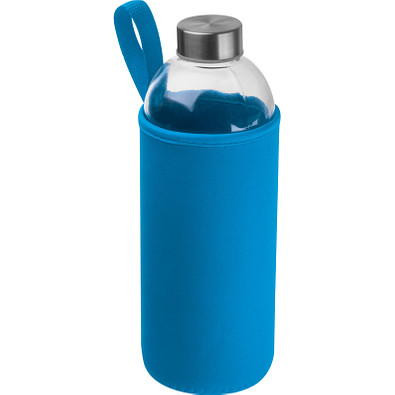 Trinkflasche mit Neoprensleeve 1,0 l, hellblau