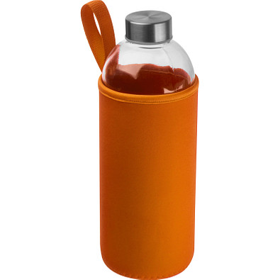Trinkflasche mit Neoprensleeve 1,0 l, orange