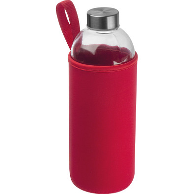 Trinkflasche mit Neoprensleeve 1,0 l, rot