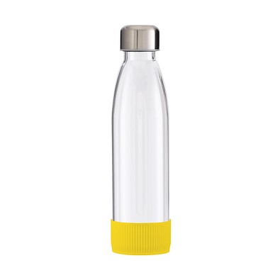 Trinkflasche RETUMBLER-myTOULON GLASS, transparent, Sleeve gelb