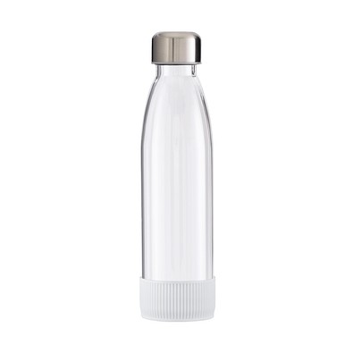 Trinkflasche RETUMBLER-myTOULON GLASS, transparent, Sleeve weiß
