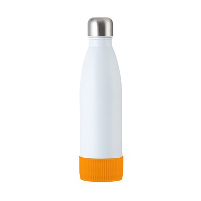 Trinkflasche RETUMBLER-myTOULON, weiß, Sleeve orange