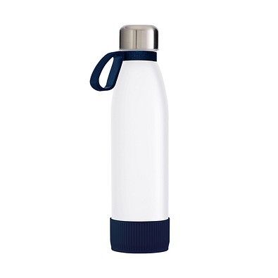 Trinkflasche RETUMBLER-TOULON GLASS, weiß/dunkelblau/dunkelblau