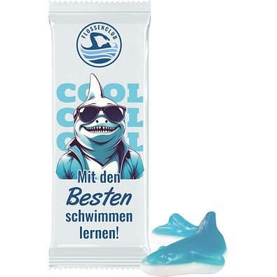 Trolli Fruchtgummi "Hai", Folie transparent, inkl. Druck
