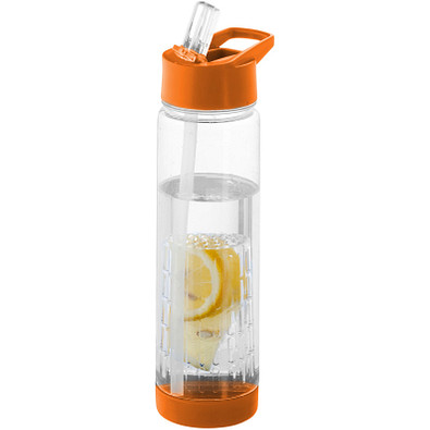Tutti frutti Tritan Trinkflasche mit Fruchtsieb, 740 ml, transparent weiß,orange