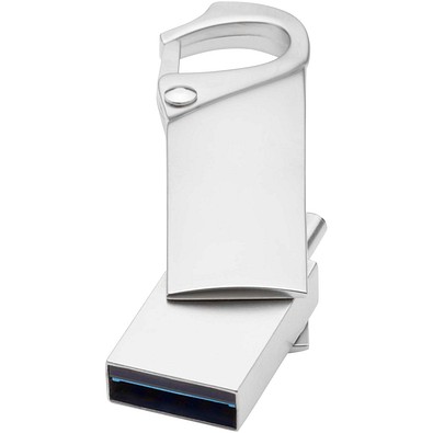 Typ C USB Stick 3.0 mit Karabiner, silber, 128GB