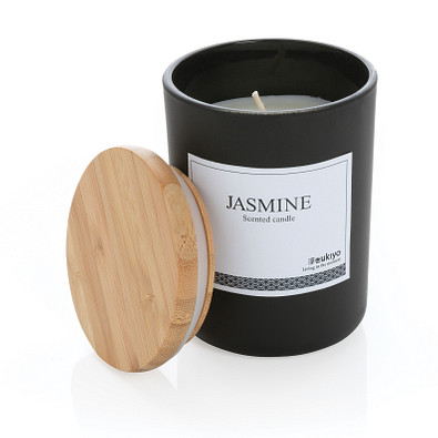 Ukiyo Deluxe parfümierte Kerze mit Bambusdeckel, schwarz