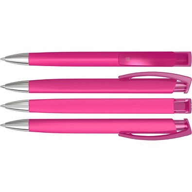 uma® Druckkugelschreiber TrinityGum, mit Metallspitze, blaue Mine, magenta