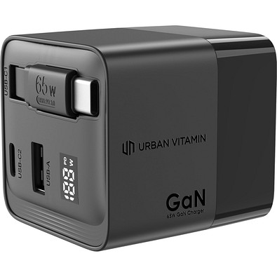 Urban Vitamin Mendocino 65W GaN-Charger mit einziehb. Kabel, schwarz