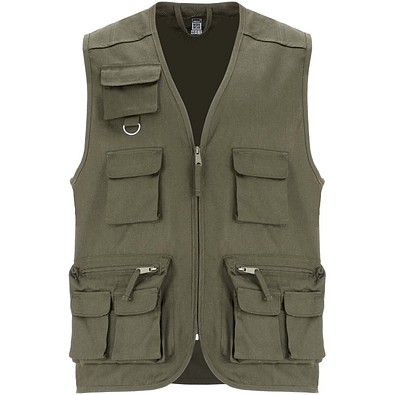 Venera Arbeitsweste mit V-Ausschnitt und mehreren Taschen, 200 g/m2, militärgrün, 3XL