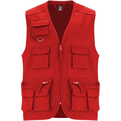 Venera Arbeitsweste mit V-Ausschnitt und mehreren Taschen, 200 g/m2, rot, M