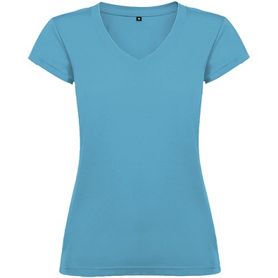 Victoria T-Shirt mit V-Ausschnitt für Damen, türkis, M