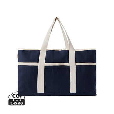 VINGA Volonne AWARE™ Strandtasche aus recyceltem Canvas, navy blau, off white