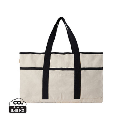 VINGA Volonne AWARE™ Strandtasche aus recyceltem Canvas, off white, schwarz