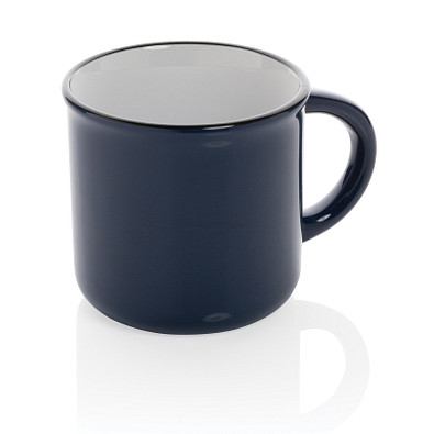 Vintage Keramiktasse, navy blau