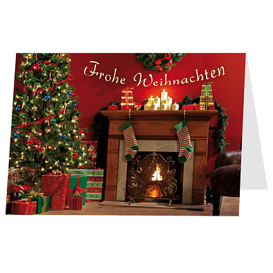 Grußkarte Weihnachten, Motiv Kamin, Danke an Partner