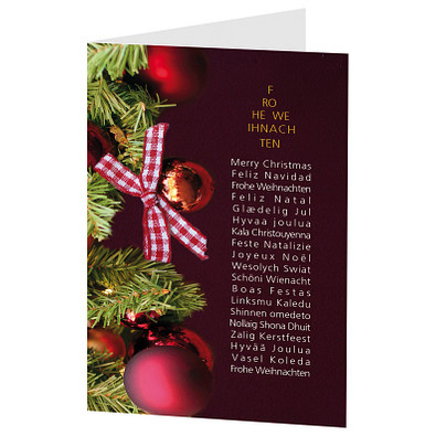 Grußkarte Weihnachten, Motiv Baumschmuck, Danke an Partner