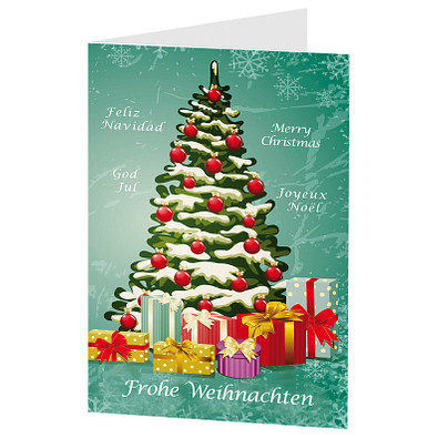 Grußkarte Weihnachten, Motiv Weihnachtsbaum, Danke an Mitarbeiter