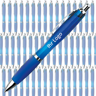 Werbe-Set: 400 Kugelschreiber Rio, inkl. Druck, blaue Mine, blau/transparent Werbe-Set: 400 Kugelschreiber Rio, inkl. Druck, blaue Mine, blau/transparent