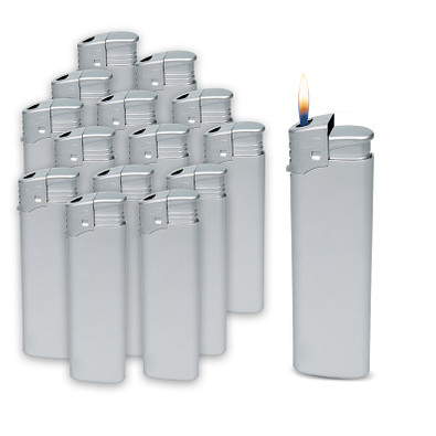 Werbe-Set: Nachfüllbare Piezo-Feuerzeuge, 400-tlg., silber, inkl. Druck