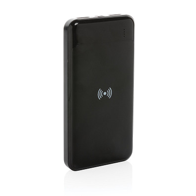Wireless Powerbank aus RCS Standard recyceltem Kunststoff, schwarz