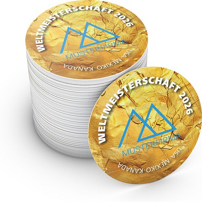 Geiger-Notes WM-Bierdeckel rund, Motiv Pokalgold, inkl. Druck