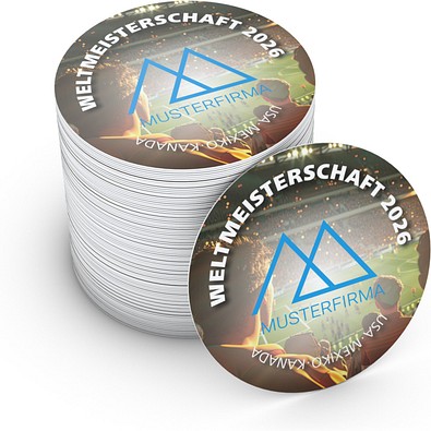 Geiger-Notes WM-Bierdeckel rund, Motiv Stadionemotion, inkl. Druck