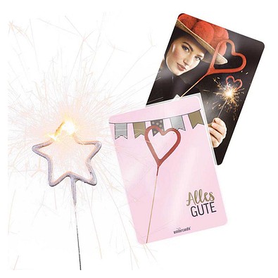 Wondercandle Mini mit Wondercard, Herz, gold, 1-seit. Druck