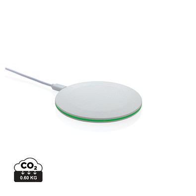XD COLLECTION 15W-Wireless-Fast-Charger aus recyceltem RCS-Kunststoff, weiß