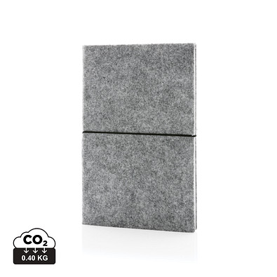 XD COLLECTION A5-Softcover-Notizbuch aus GRS zertifiert recyceltem Filz, grau