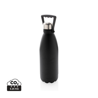 XD COLLECTION Große Vakuumflasche aus RCS recyceltem Stainless-Steel 1,5L, schwarz