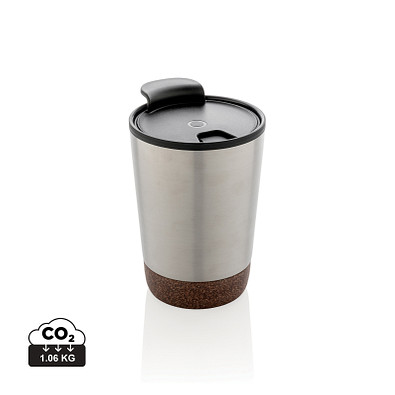 XD COLLECTION GRS rPP Edelstahl-Kaffeebecher mit Kork, silber