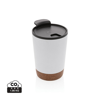 XD COLLECTION GRS rPP Edelstahl-Kaffeebecher mit Kork, weiß
