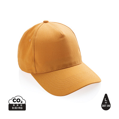 XD COLLECTION Impact 5 Panel Kappe aus 280gr rCotton mit AWARE™ Tracer, sonnenuhr orange